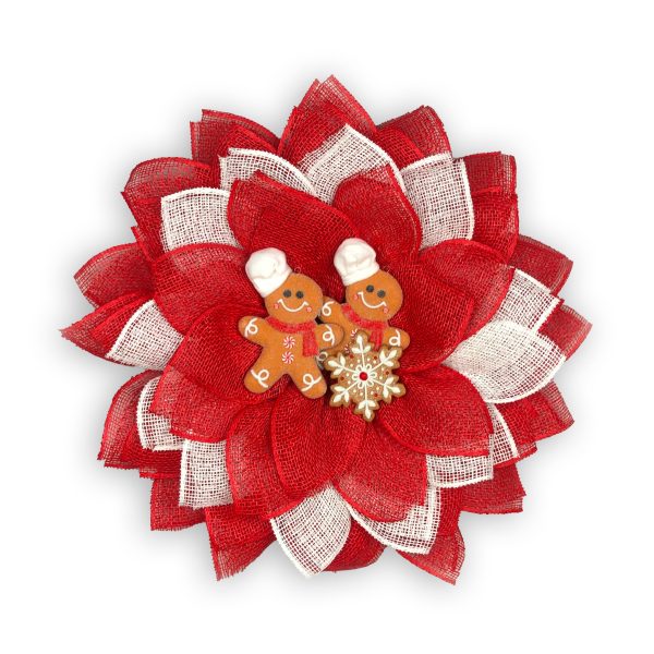 Red and White Petals with Gingerbread Men and Snowflake Center