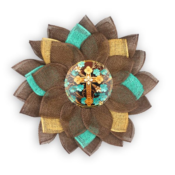 Floral Celtic Cross Center with Matching Burlap Petals