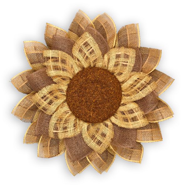 Brown and Golden Burlap Petals with Rustic Floral Center