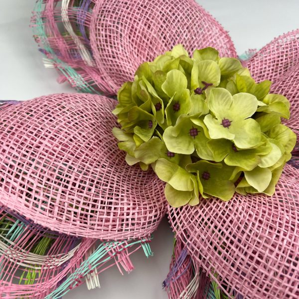 Pale Green with Light Pink and Coordinating Plaid Accent Petals - Spring Flower Center - Image 2