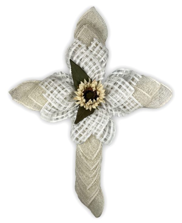 White Cross with White Accent Petals - Single Sunflower Center