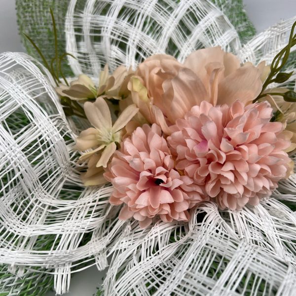 White and Pale Green, with White Accent Petals - Pink Floral Center - Image 2