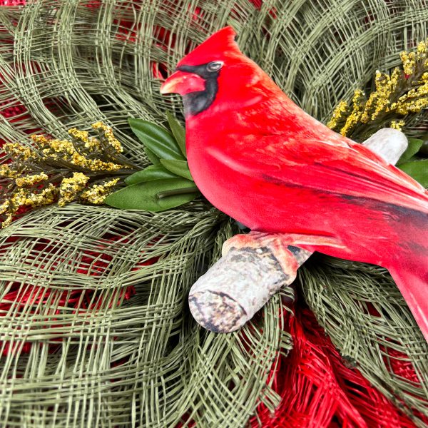 Red and Olive Green Petals, with Cardinal Center and Floral Accents - Image 2