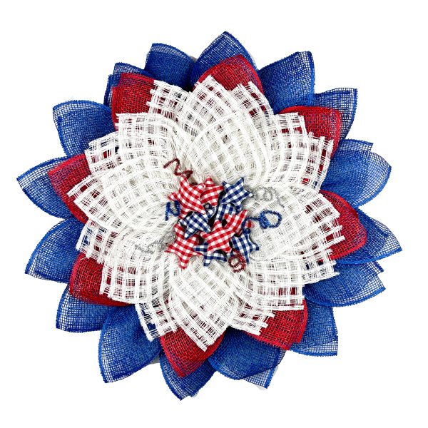 Red, White and Blue Petals, with Checked Stars and Metallic Spirals