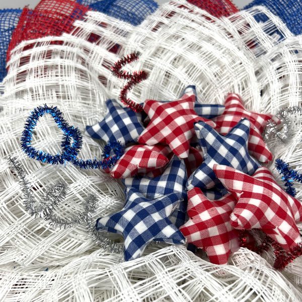 Red, White and Blue Petals, with Checked Stars and Metallic Spirals - Image 2