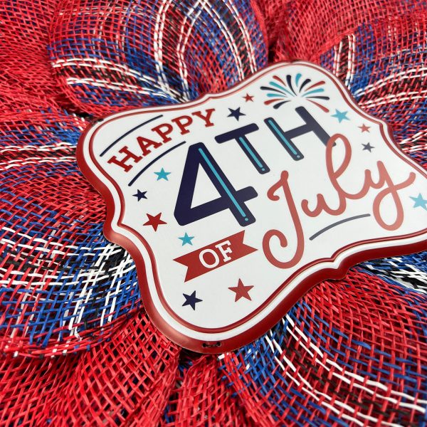 Red, Blue and Plaid Petals, with Happy 4th Metal Sign - Image 2