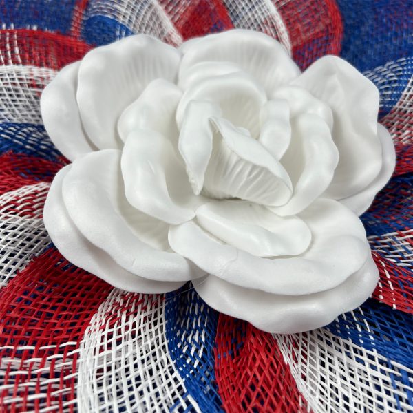 Red, White and Blue and Plaid Petals, with Synthetic White Flower Center - Image 2